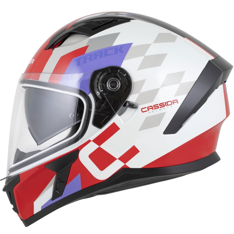 Cassida Orbit Track integraal motorhelm fluo rood-wit-paars-zwart