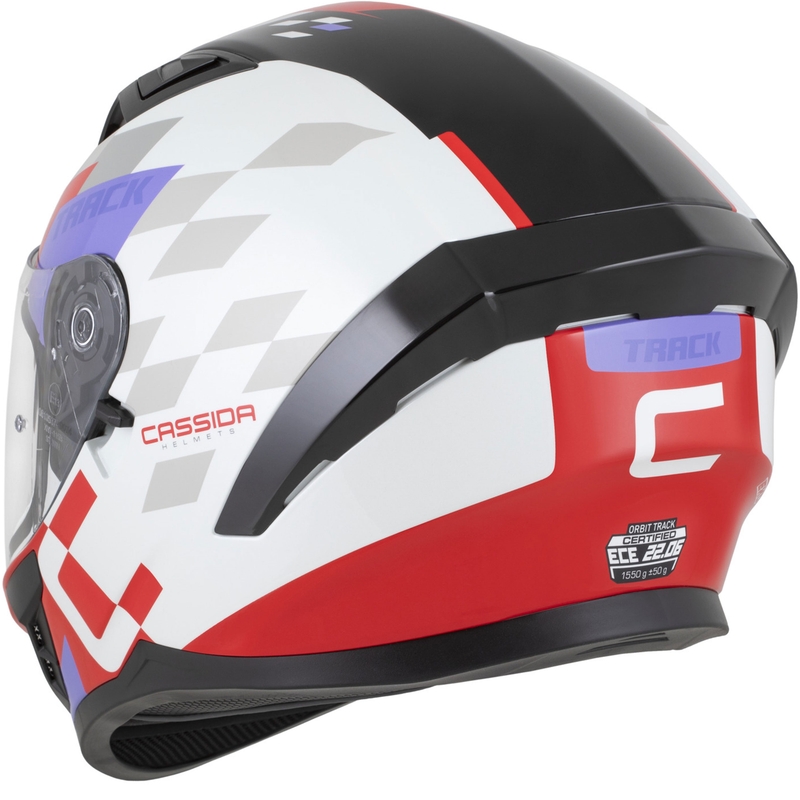Cassida Orbit Track integraal motorhelm fluo rood-wit-paars-zwart