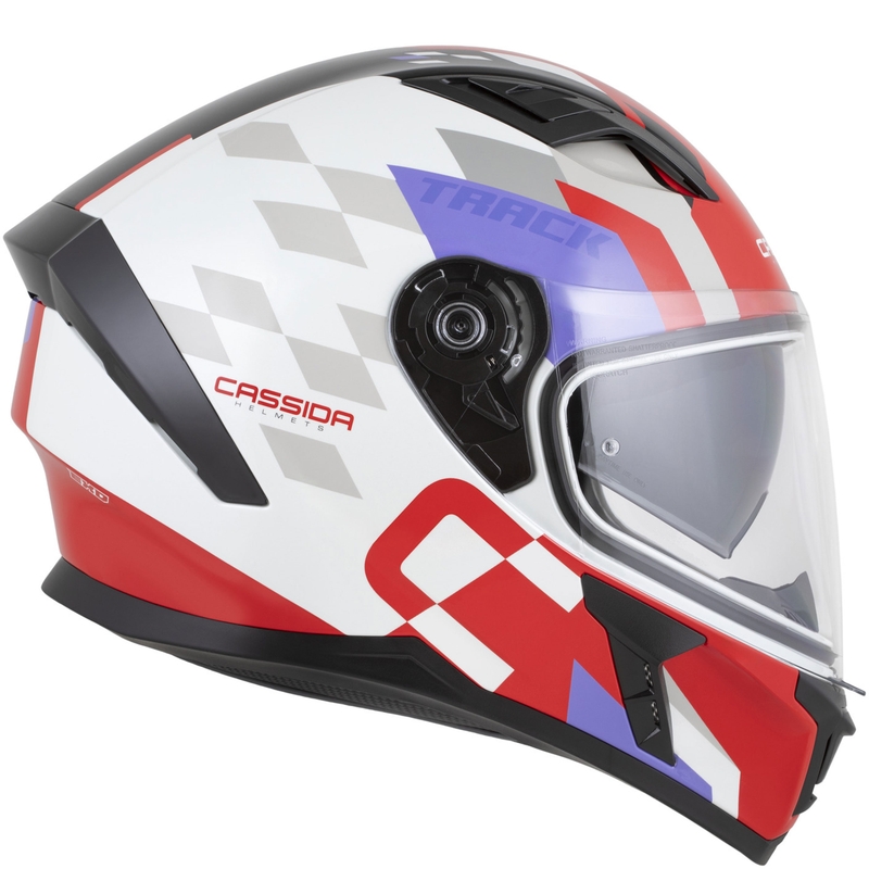 Cassida Orbit Track integraal motorhelm fluo rood-wit-paars-zwart