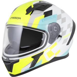 Cassida Orbit Track integraal motorhelm wit-fluo geel-turquoise-zwart