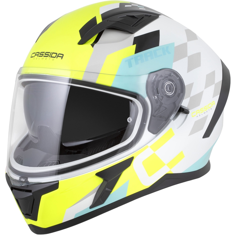 Cassida Orbit Track integraal motorhelm wit-fluo geel-turquoise-zwart
