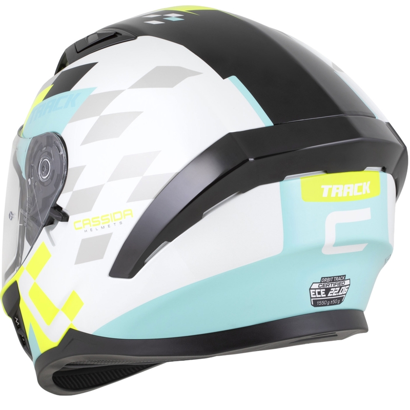 Cassida Orbit Track integraal motorhelm wit-fluo geel-turquoise-zwart