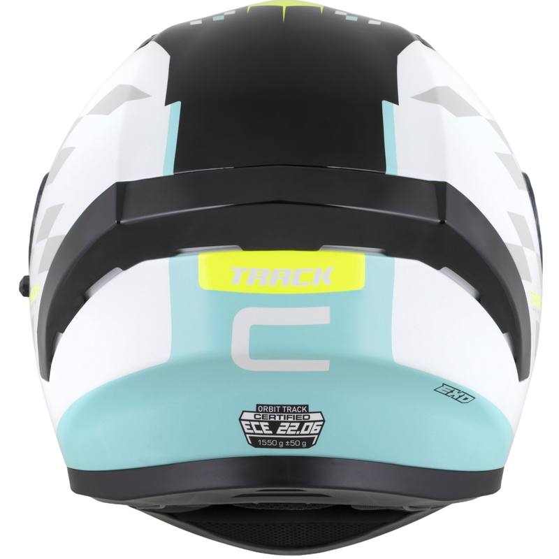 Cassida Orbit Track integraal motorhelm wit-fluo geel-turquoise-zwart