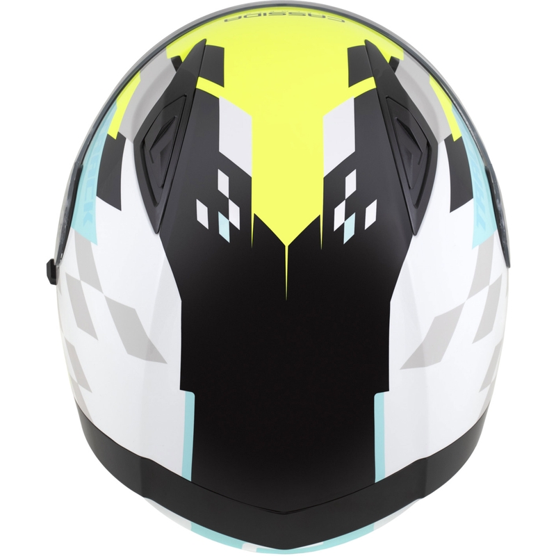 Cassida Orbit Track integraal motorhelm wit-fluo geel-turquoise-zwart