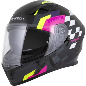 Cassida Orbit Track integraal motorhelm zwart-roze-paars-fluogeel-wit