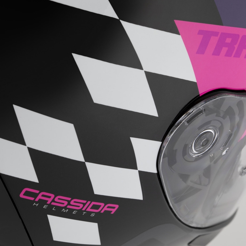 Cassida Orbit Track integraal motorhelm zwart-roze-paars-fluogeel-wit