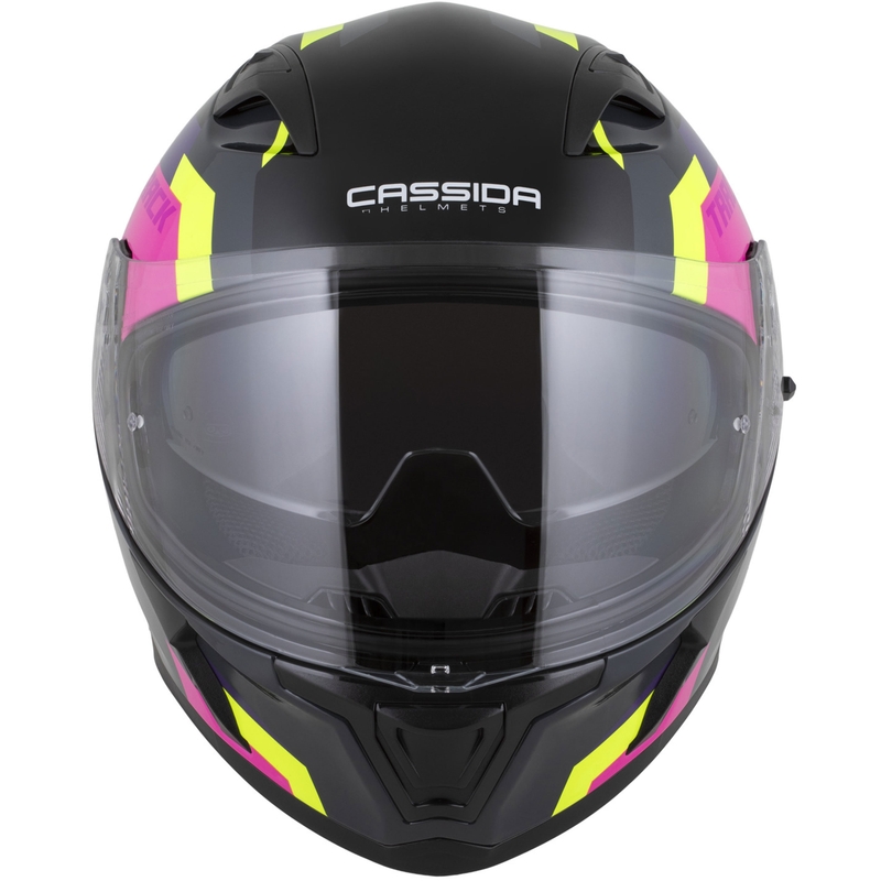 Cassida Orbit Track integraal motorhelm zwart-roze-paars-fluogeel-wit