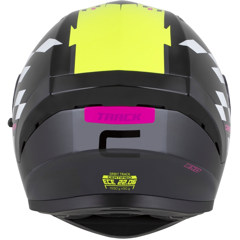 Cassida Orbit Track integraal motorhelm zwart-roze-paars-fluogeel-wit