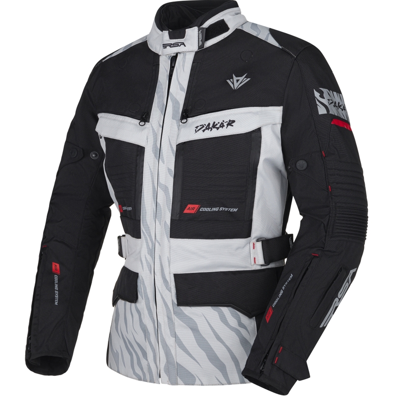 RSA Dakar 2 dames motorjack zwart-grijs-rood