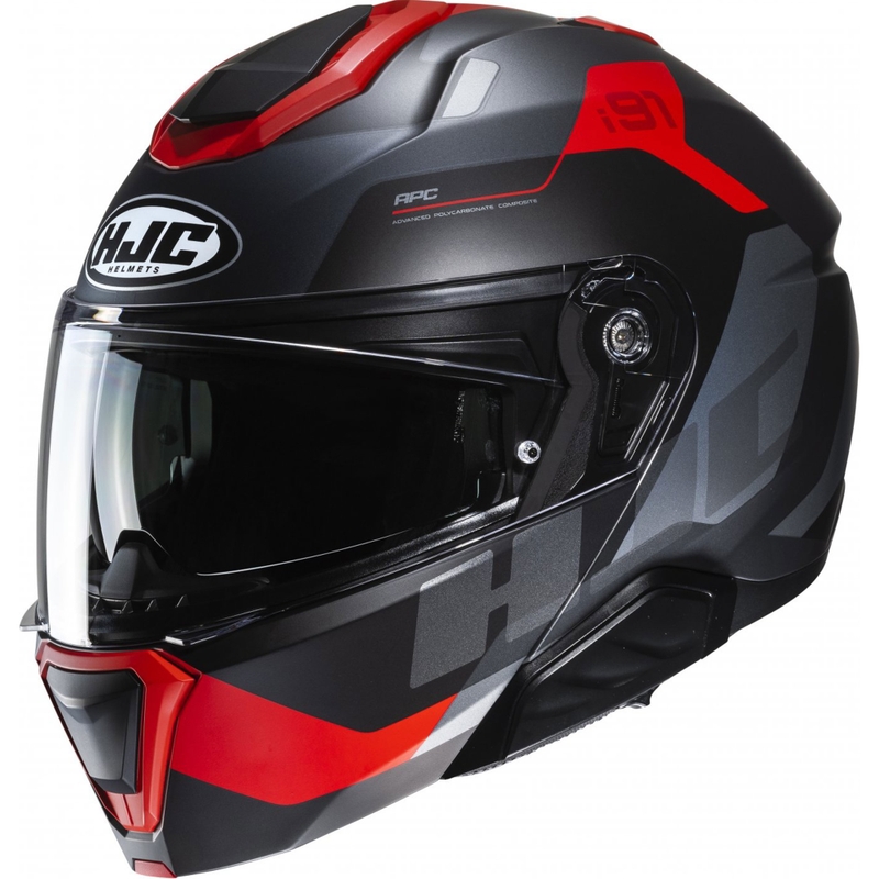 Opklapbare motorhelm HJC i91 Carst zwart-grijs-rood