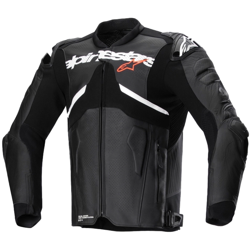 Alpinestars Atem 5 zwart en wit leren motorjack