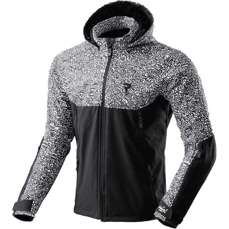 Softshell motorjas Rebelhorn Slash Noriaki zwart-wit