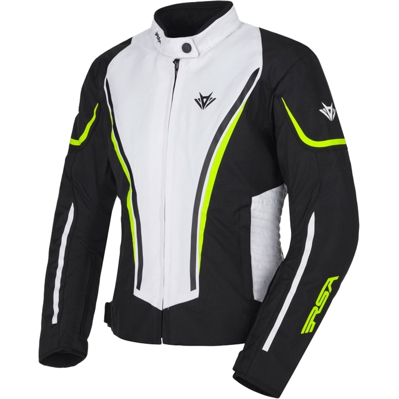 Dames motorjas RSA Wasp wit-zwart-fluo geel