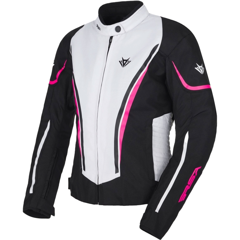 RSA Wasp motorjas voor dames, wit-zwart-roze