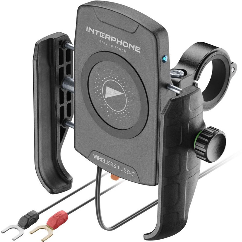 Interphone Crab telefoonhouder met draadloos opladen en USB-C zwart