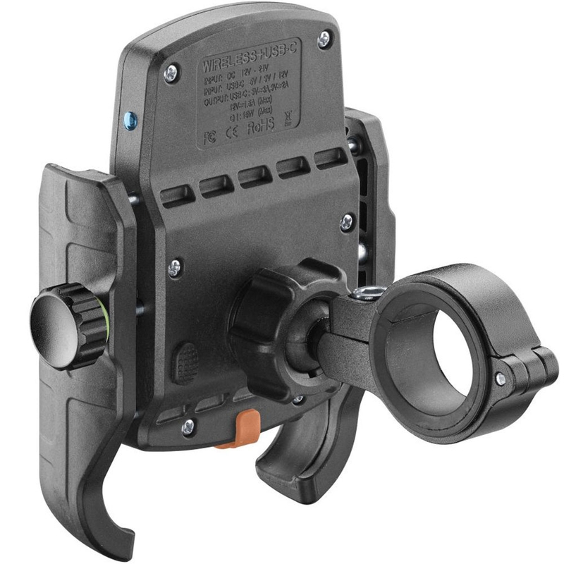 Interphone Crab telefoonhouder met draadloos opladen en USB-C zwart