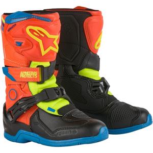 Alpinestars Tech 3S Kids Fluo Orange-Blue-Fluo Yellow-Black Motorfietslaarzen voor kinderen