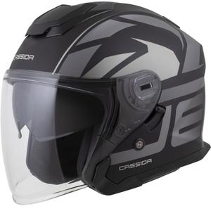 Cassida Jet Tech 2.0 RoTo Open Face Motorhelm Mat Zwart-Grijs-Wit