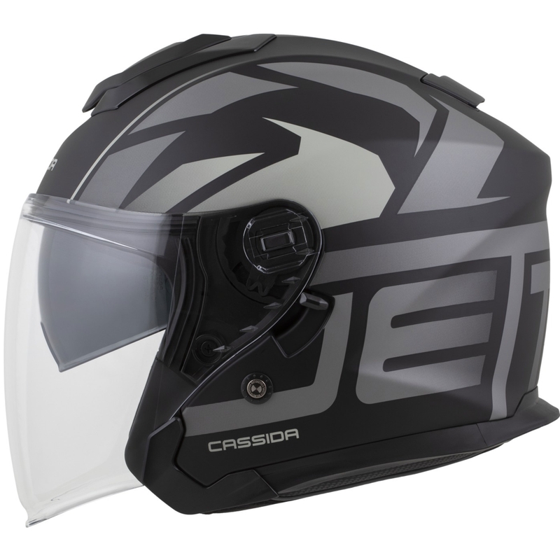 Cassida Jet Tech 2.0 RoTo Open Face Motorhelm Mat Zwart-Grijs-Wit