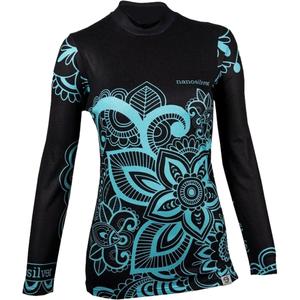 Thermisch dames-T-shirt nanosilver® Flower turquoise - lange mouw