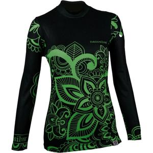 Dames thermoshirt nanosilver® Flower groen - lange mouw