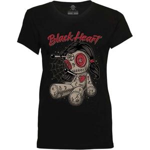 Dames T-shirt Zwart Hart Woodoo Doll zwart