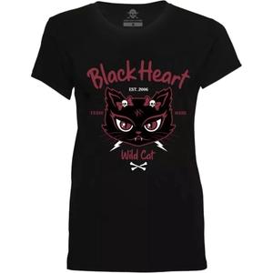 Dames-T-shirt Zwart Hart Wilde Kat zwart