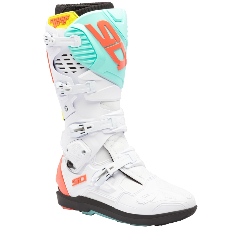 Motorlaarzen SiDi Crossfire 3 SRS wit-fluo mint-fluo koraal