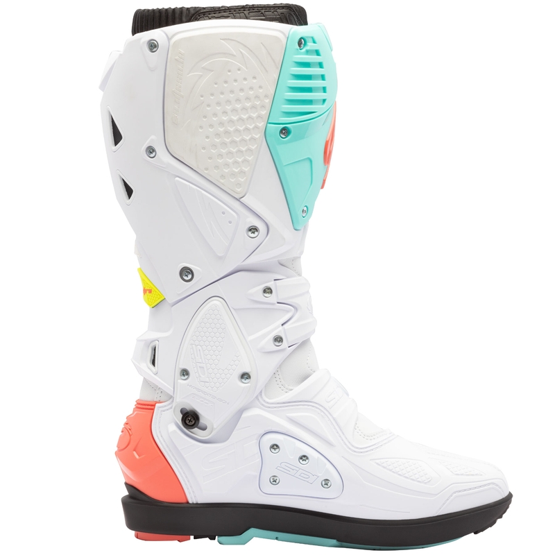 Motorlaarzen SiDi Crossfire 3 SRS wit-fluo mint-fluo koraal
