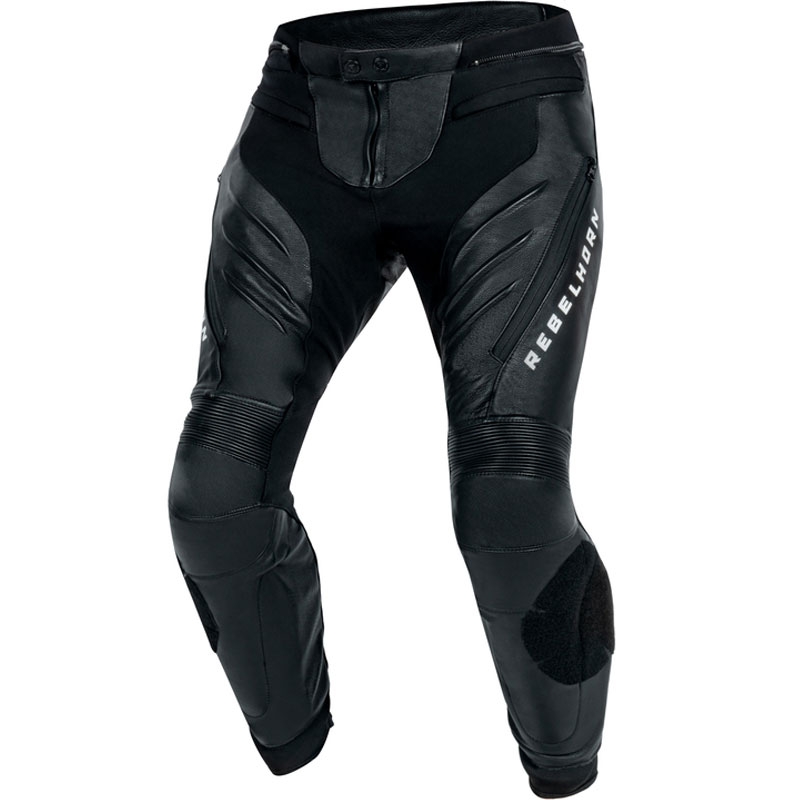 Rebelhorn Veloce leren motorbroek zwart-wit