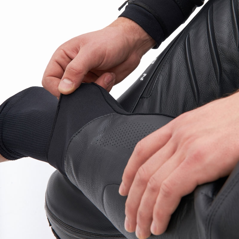 Rebelhorn Veloce leren motorbroek zwart-wit
