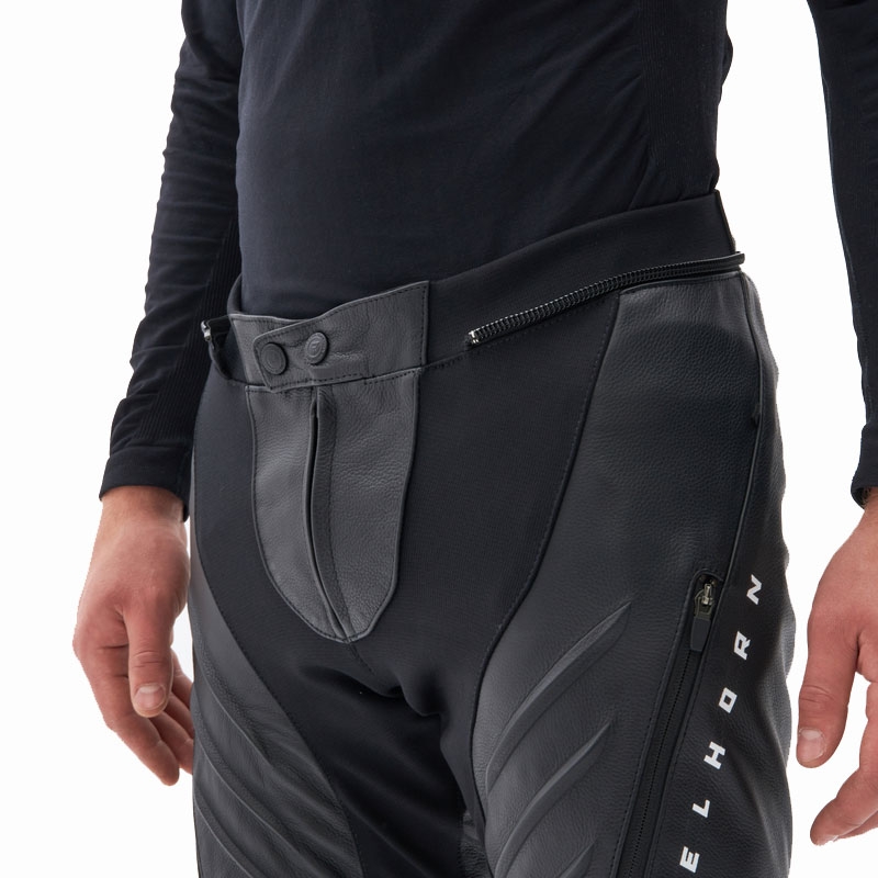 Rebelhorn Veloce leren motorbroek zwart-wit