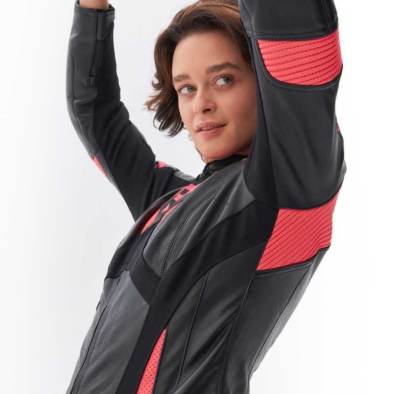 Dames motorjas Rebelhorn Rebel zwart-fluo roze
