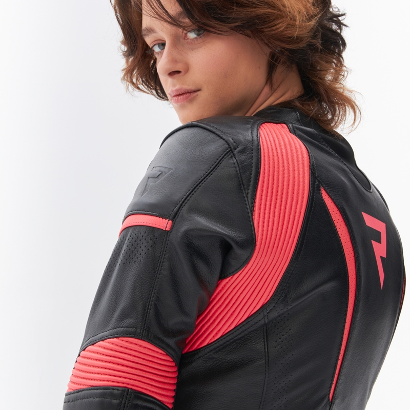 Dames motorjas Rebelhorn Rebel zwart-fluo roze