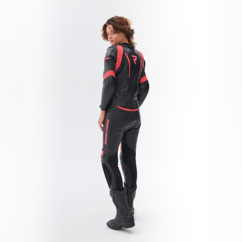 Dames motorjas Rebelhorn Rebel zwart-fluo roze