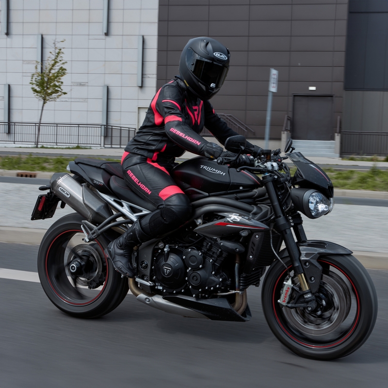 Dames motorjas Rebelhorn Rebel zwart-fluo roze