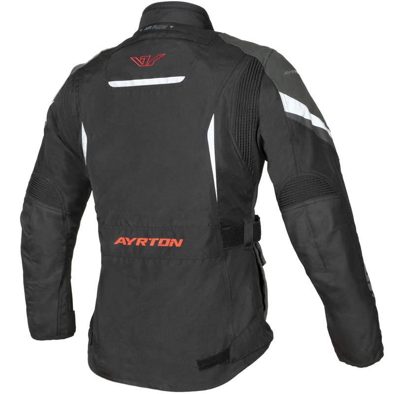 Dames motorjas Ayrton Teressa II zwart-grijs-fluorrood