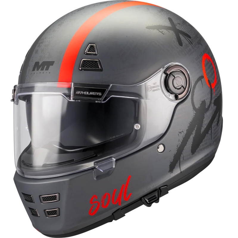 Integraal motorhelm MT Jarama SV Papercut C15 mat grijs-rood
