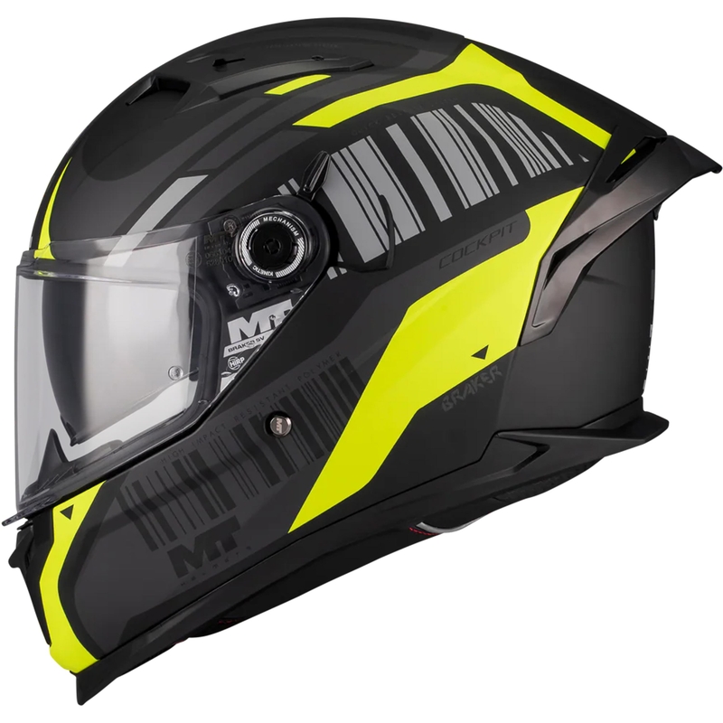 Integraal motorhelm MT Braker SV Cockpit B13 mat zwart-grijs-fluogeel