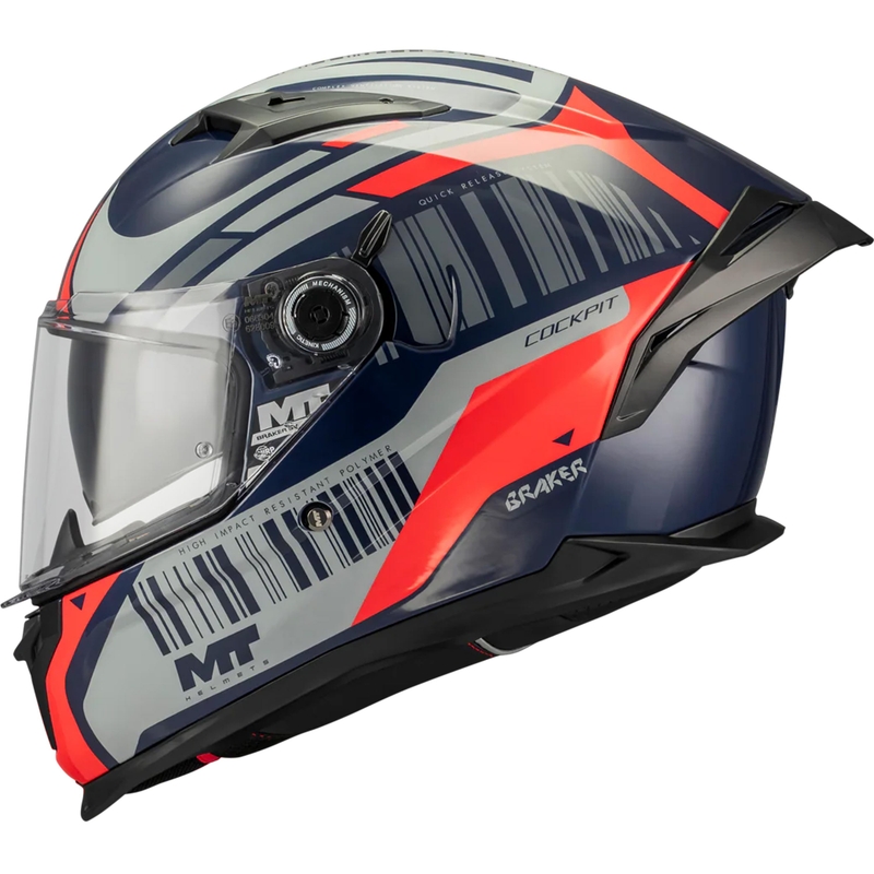 Integraal motorhelm MT Braker SV Cockpit B5 blauw-grijs-rood