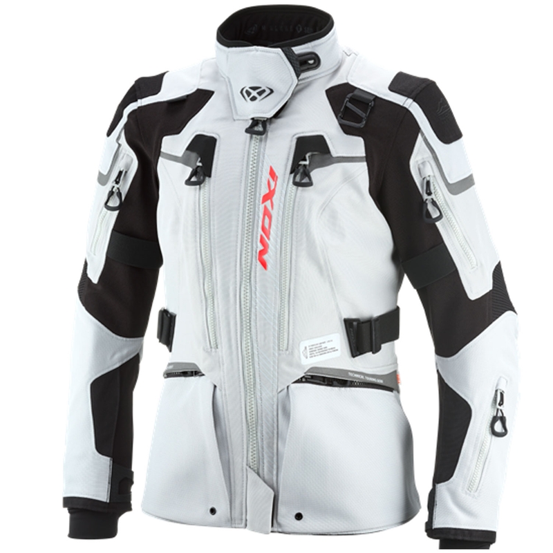 Dames motorjack IXON Odin lichtgrijs-zwart