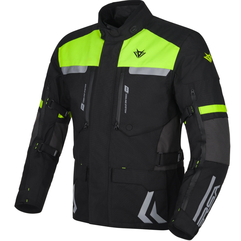 Motorjas RSA Storm zwart-grijs-fluogeel