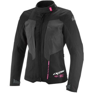 Dames motorjack IXON Tyr zwart-antraciet-fluo roze