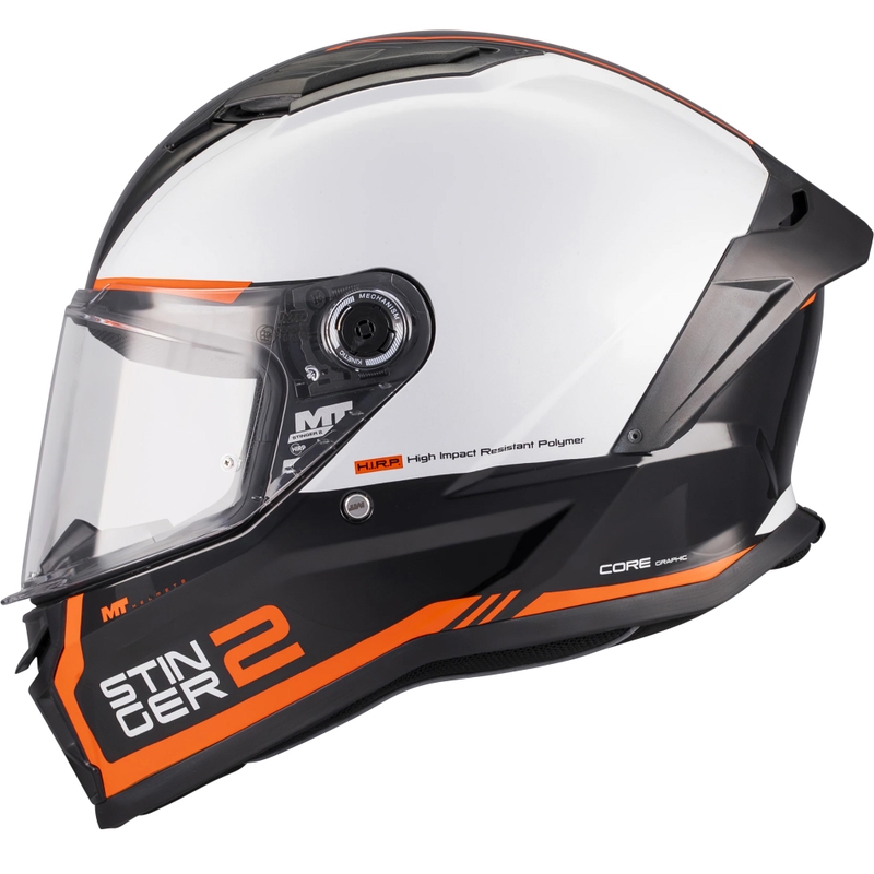 Integraal motorhelm MT Stinger 2 Core B0 wit-zwart-oranje