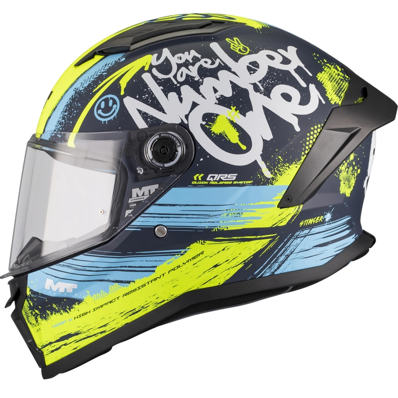 Integraal motorhelm MT Stinger 2 Rocket C3 blauw-fluogeel
