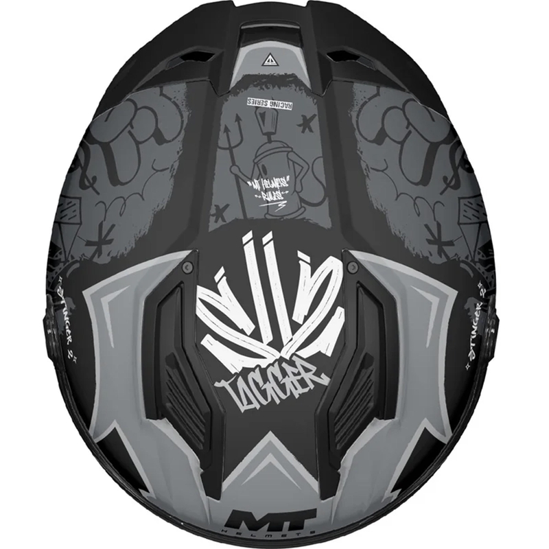 Integraal motorhelm MT Stinger 2 Tagger B2 mat zwart-grijs