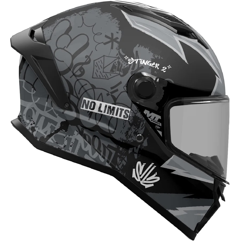 Integraal motorhelm MT Stinger 2 Tagger B2 mat zwart-grijs