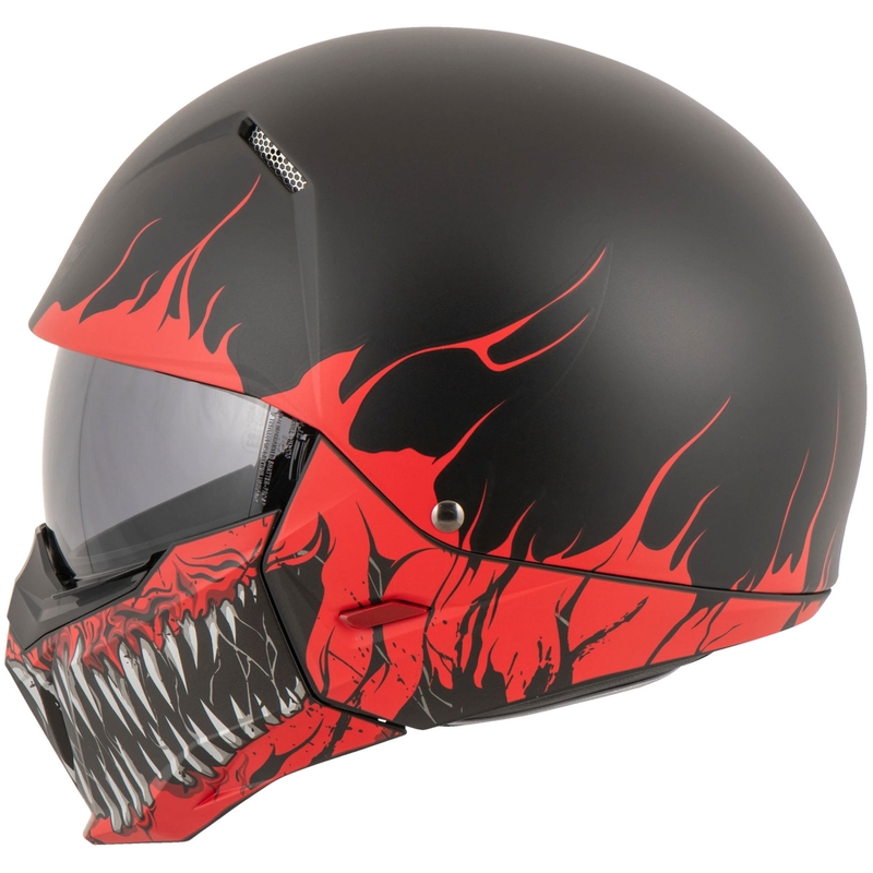 Open helm met masker HJC i20 Scraw MC1SF wit-rood-zwart uitverkoop