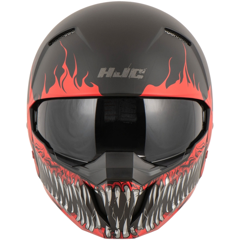 Open helm met masker HJC i20 Scraw MC1SF wit-rood-zwart uitverkoop
