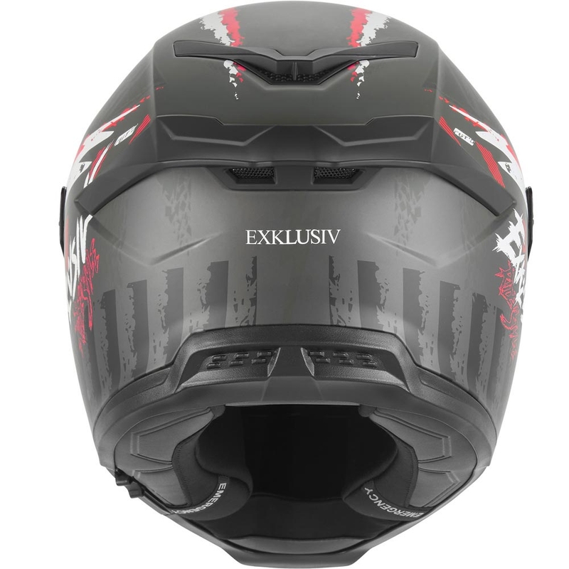 Integraal motorhelm NOX Exklusiv Goliath Cut'D mat zwart-rood
